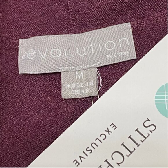 Evolution By‎ Cyrus Ancho Chile Burgundy Myna Button Sleeve Open Cardigan Medium - Picture 9 of 12
